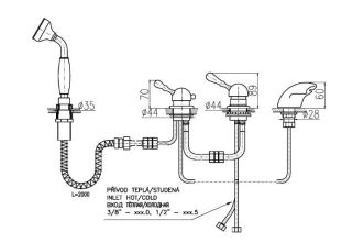 Смеситель на борт ванны Rav Slezak Labe L570.5SSM бронза